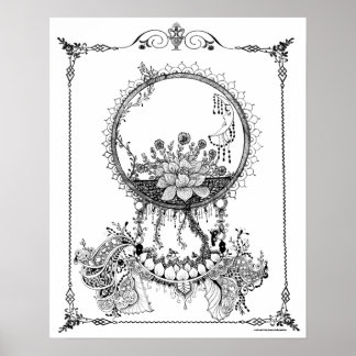 Volwassenkleurig Poster "Midnight Blooms Art"