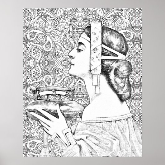 Volwassenkleurige Grayscale Mandala  vrouwen Poster (Voorkant)