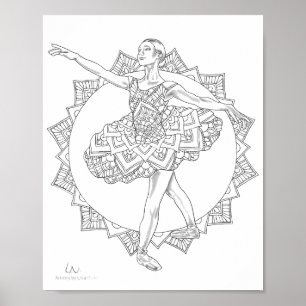 Volwassenkleurige Poster Ballerina Mandala Dancer