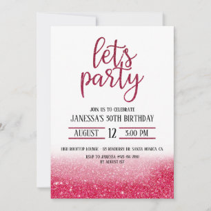 VOLWASSENPARTIJ, GLITTER INVITE, PINK, LATEN PARTI