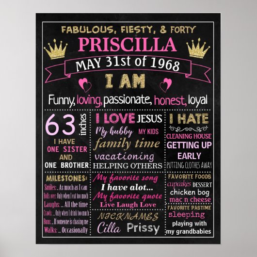 Volwassenverjaardagstaart, bord poster (Voorkant)