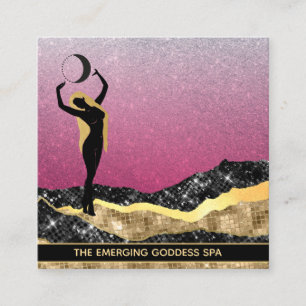 *~* Voman Goddess Moon Roos Blue Pastel Glitter Vierkante Visitekaartje