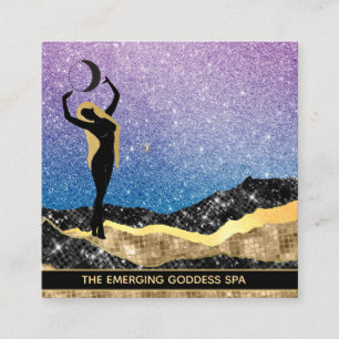 *~* Voman Goddess Ombre Moon Denim Blue Glitter Vierkante Visitekaartje