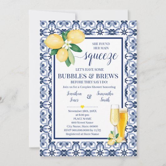 Vond haar belangrijkste squeeze Bubbles & Brews ui Save The Date (Voorkant)