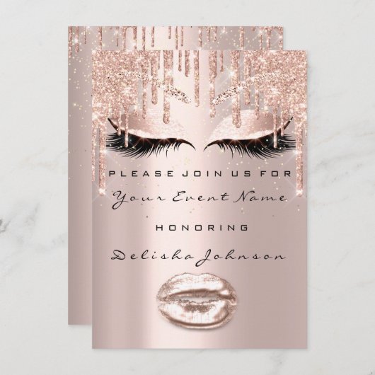 Vonk 16e schijven Glitter Bridal Makeup Lips Kaart (Voorkant / Achterkant)