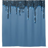 Vonk Drives Glitter 3d effect Blauwe NAVY Douchegordijn (Voorkant)
