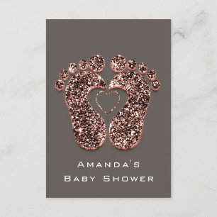 Vonk Glitter Baby shower Feet Roos Grijze Blush VI Kaart