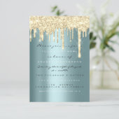 Vonk Glitter Drips Gold Blauwgroen Bridal Sweet 16 Kaart (Staand voorkant)