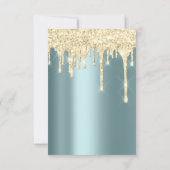 Vonk Glitter Drips Gold Blauwgroen Bridal Sweet 16 Kaart (Achterkant)