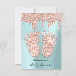 Vonk Glitter Drips Roos Baby shower Voeten Kaart