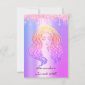 Vonk Glitter Drips roze Sweet 16th 15th Mermaid Kaart (Achterkant)