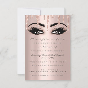 Vonken Glitter Drips Roze Wimpers Formele Uitnodig Kaart