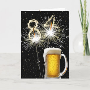 Vonkende 84e verjaardag met bierpul kaart