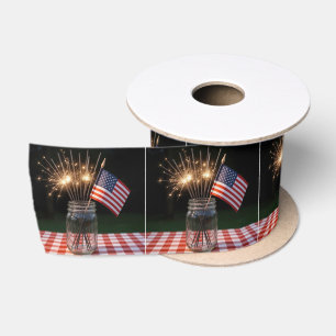Vonkende sterren met Amerikaanse vlag Lint
