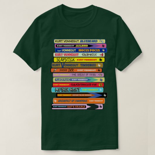 Vonnegut Book Stack T-shirt (Design voorkant)