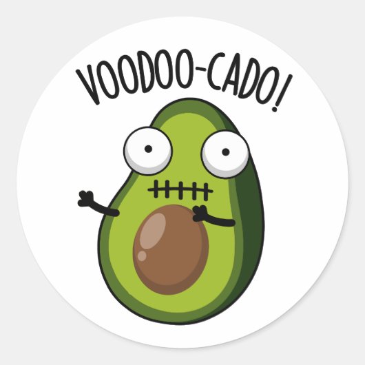 Voodoo-cado Funny Avocado Pun Ronde Sticker (Voorkant)