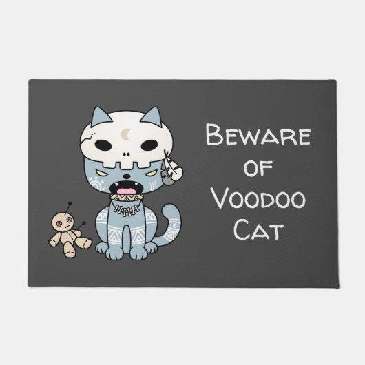 Voodoo Cat Custom Tekst Donker Grijs Deurmat (Voorkant)