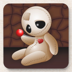 Voodoo Doll Cartoon in Love Bier Onderzetter