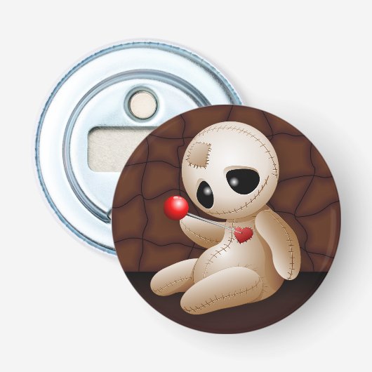 Voodoo Doll Cartoon in Love Button Flesopener (Voorkant)