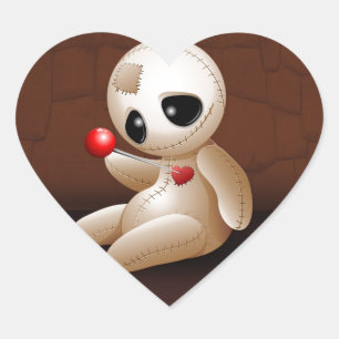 Voodoo Doll Cartoon in Love Hart Sticker