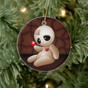 Voodoo Doll Cartoon in Love Keramisch Ornament