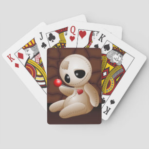 Voodoo Doll Cartoon in Love Pokerkaarten