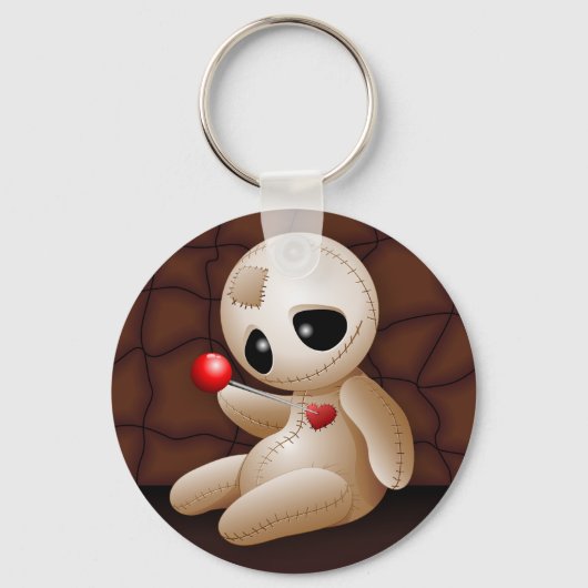 Voodoo Doll Cartoon in Love Sleutelhanger (Voorkant)