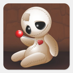 Voodoo Doll Cartoon in Love Vierkante Sticker