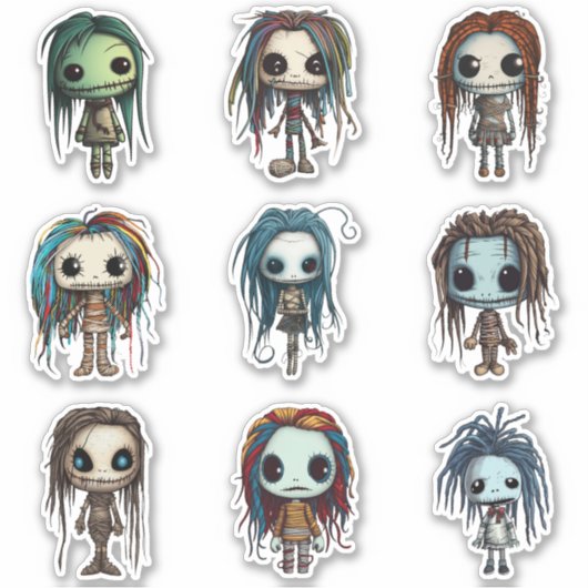 Voodoo Doll Geïnspireerde personages Sticker Set (Voorkant)