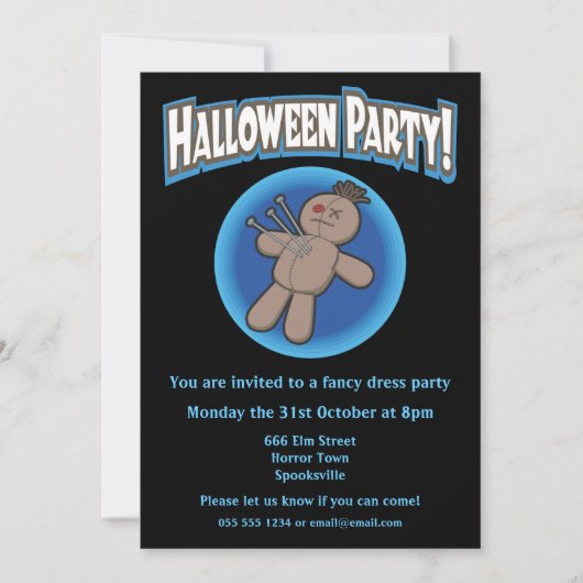 Voodoo Doll Halloween Invitation Kaart (Voorkant)