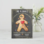Voodoo Doll Halloween Party Kaart (Staand voorkant)