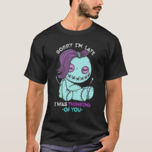 Voodoo Doll Sorry Ik ben Laat Pastel Gothic Doll V T-shirt