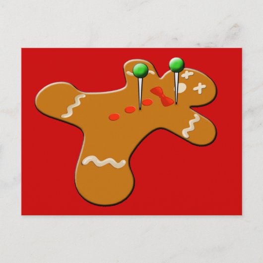 Voodoo Gingerbrood Man Kerstmis Humor Feestdagenkaart (Voorkant)