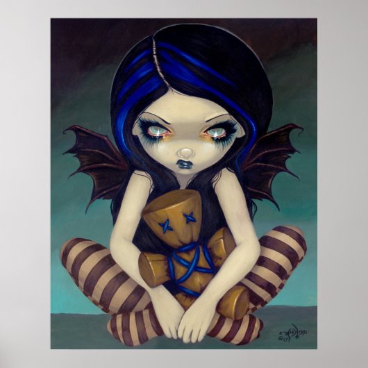 Voodoo in Blue gothic fairy Art Print (Voorkant)