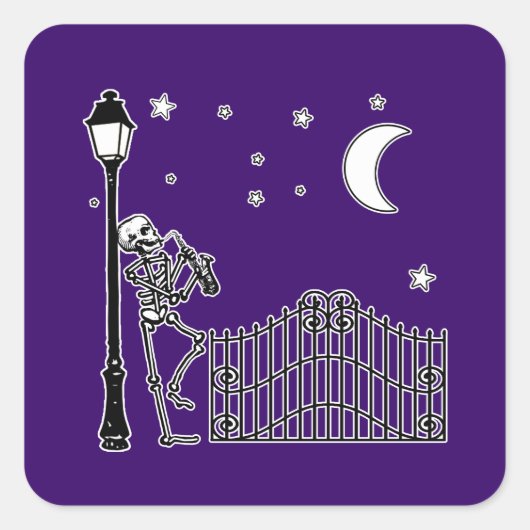 Voodoo jazzsaxofonist vierkante sticker (Voorkant)