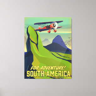 Voor Adventure, reisposter Zuid-Amerika Canvas Afdruk