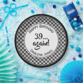 Voor alle leeftijden, zwarte gingham Checkpattern Papieren Bordje (Feest)