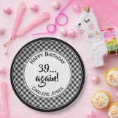 Voor alle leeftijden, zwarte gingham Checkpattern Papieren Bordje (Feest)