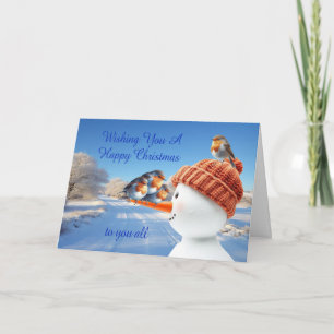 Voor alle Robins en Snowman Kerst Feestdagen Kaart