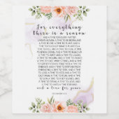 Voor alles wat er is, ecclesiastes 3:1-8 wijn etiket (Enkel label)