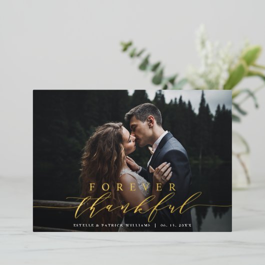 Voor altijd bedankt Gold Foil Weddenschap Hartelij Folie Uitnodiging (Staand Voorkant)