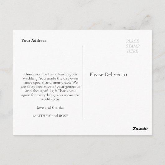 voor altijd dankzij het witte script bruiloft briefkaart (Achterkant)