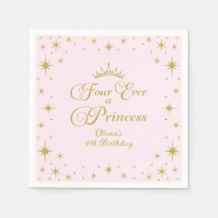 Voor altijd een prinses Gouden prinses 4e verjaard Servet