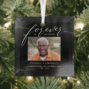 Voor altijd Geliefd Bewerkbare Kleur Custom Photo Glas Ornament
