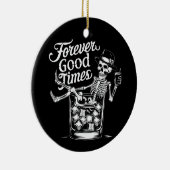 Voor altijd goede tijd grappige halloween schedel keramisch ornament (Rechts)