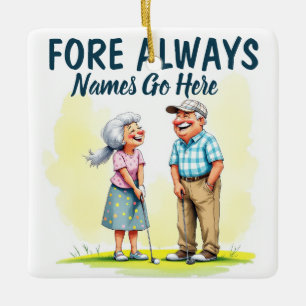 Voor altijd golf paar keramisch ornament