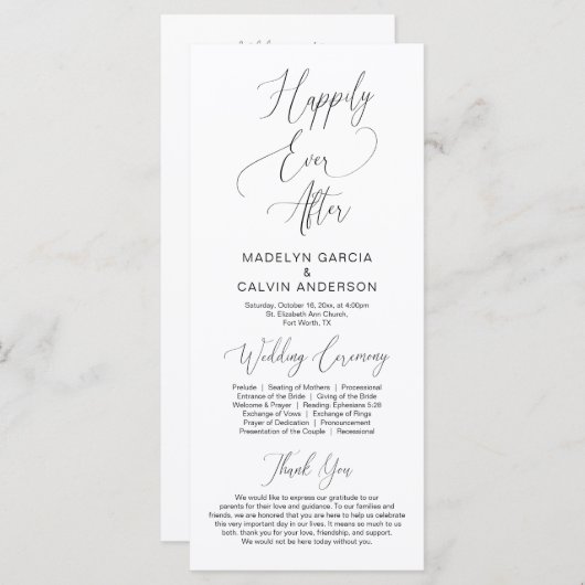 Voor altijd in liefde, moderne huwelijksceremonie programma (Voorkant / Achterkant)