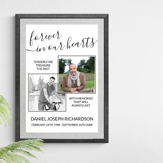 Voor altijd in ons hart Aangepaste foto Memorial V Poster