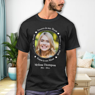Voor altijd in ons hart Aangepaste foto Memorial W T-shirt