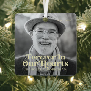 Voor altijd in ons hart Elegant Foto Memorial Metalen Ornament